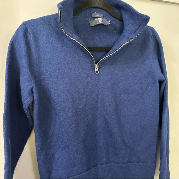 J Crew Wool Half Size Sweater Navy Blue Slim Fit - Picture 3 of 5
